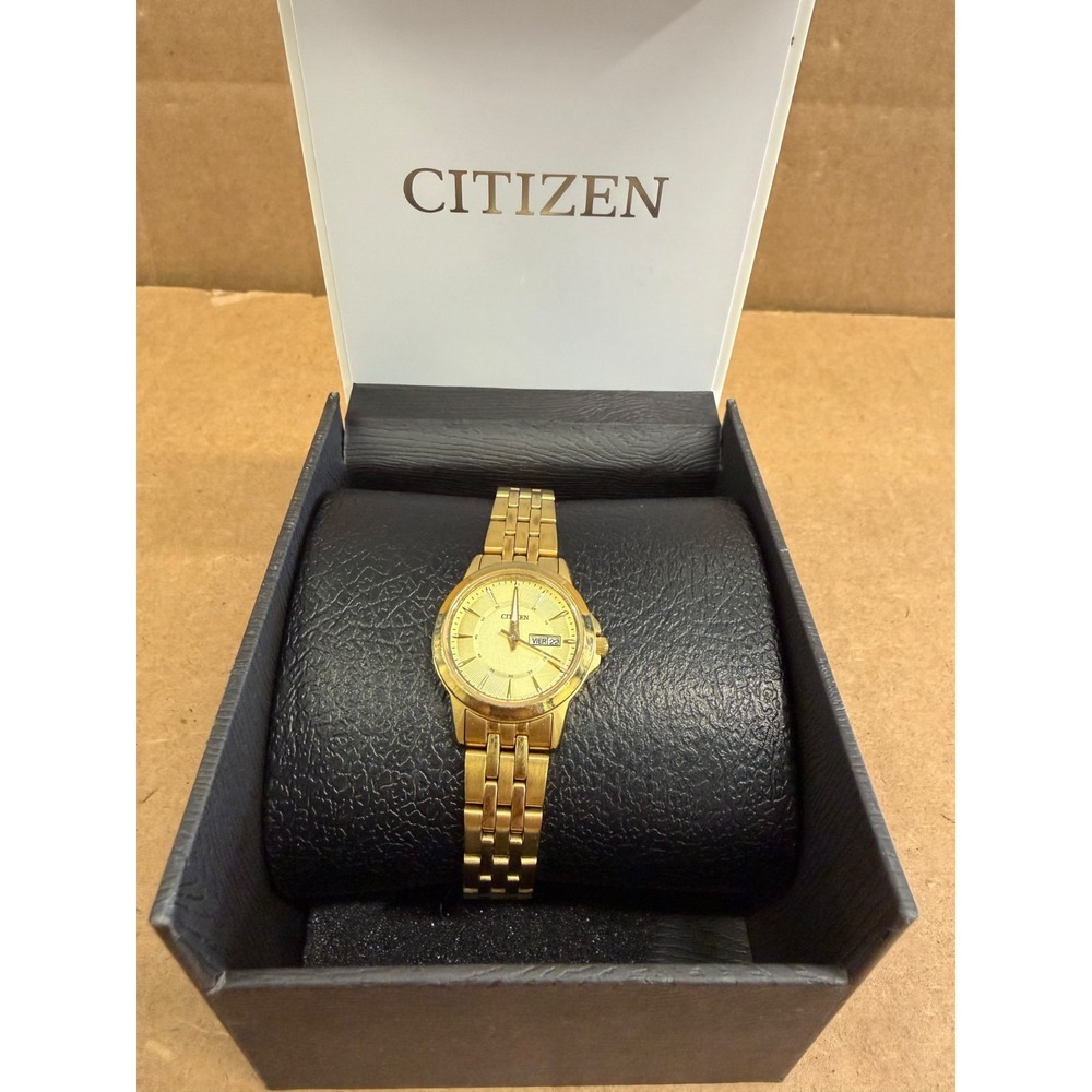 Citizen Women's Quartz Classic Gold Dial Wristwatch 1002-S097860 w/ Box